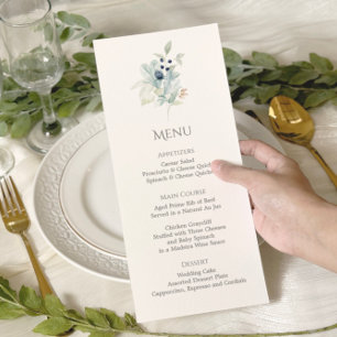 Menu Elégante Flore Bleue Dusty pour la réception de pr