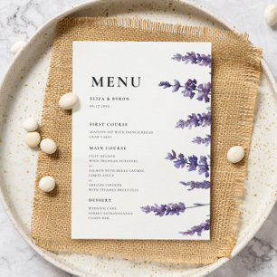 Menu Élégante lavande florale