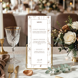 Menu Élégante Mariage au dessin de ligne florale au mok