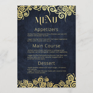 Menu Elégante Marine Baroque Et Mariage Chic Gold Class