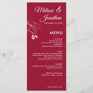 Menu Elégante orchidée romantique floral moderne mariag