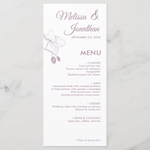 Menu Elégante orchidée romantique floral moderne mariag