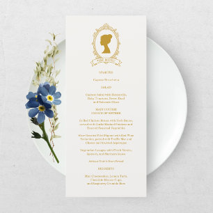 Menu Élégante réception de mariage bleu et or de l'ère