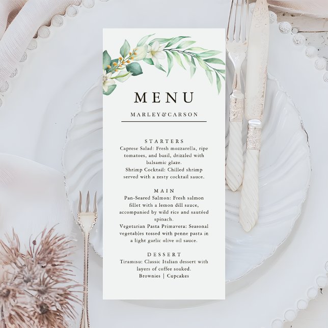 Menu Élégante verdure feuillage mariage dîner (Créateur téléchargé)