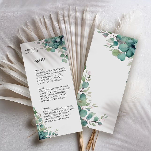 Menü "Elegante Watercolor Blätter" Menükarte (Von Creator hochgeladen)