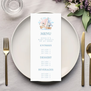 Menu Élément Marin Éléphant Ours Aquarelle Bateau Baby