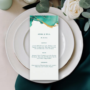 Menu Emerald Gold Turquoise Summer Beach Boho Mariage