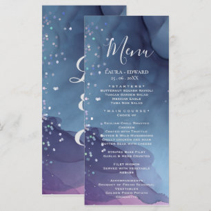 Menu encre d'alcool bleu et violet avec mystique de par