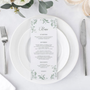 Menu Épanouissement élégant de mariage vert sauge