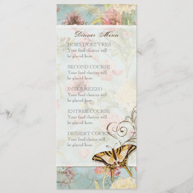 Menu Épouser floral de fleurs de tulipe rose de pivoine (Devant)