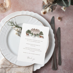 Menu Equestre aquarelle   Merci de table Mariage