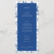 Menu et Merci Floral bleu Mariage