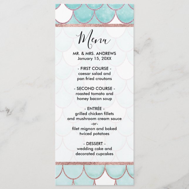 Menu Étalons de sirène de Parties scintillant rose Turq (Devant)