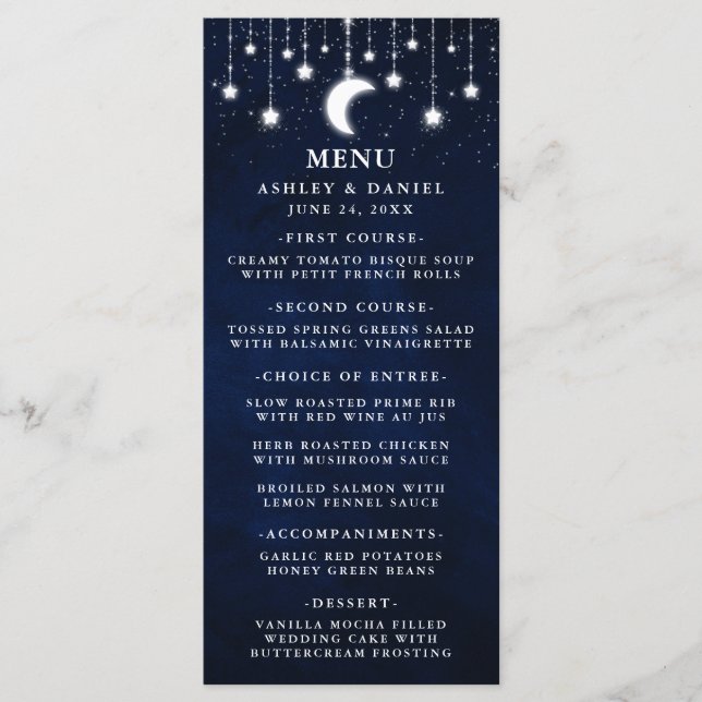 Menu Étoiles de la Lune Mariage céleste (Devant)