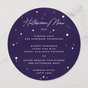 Menu Étoiles violettes éparpillées Carré/Halloween rond