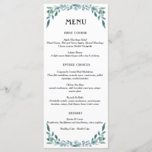 Menu Eucalyptus Cadre vert Bleu Bleu Blanc Noir