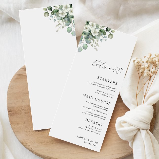 Menu Eucalyptus Feuilles floraux Mangeons le Mariage de (Créateur téléchargé)