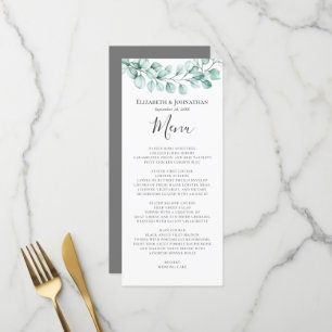 Menu Eucalyptus Verdure Aquarelle Mariage de couronne