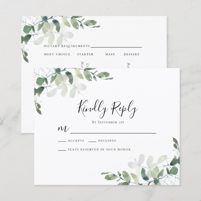 Menü "Eukalyptus" - Auswahl der RSVP-Karte (Vorne/Hinten)