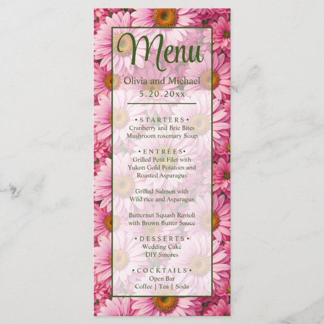 Menu Faisceaux rose rose printanière rose pâle margueri (Devant)