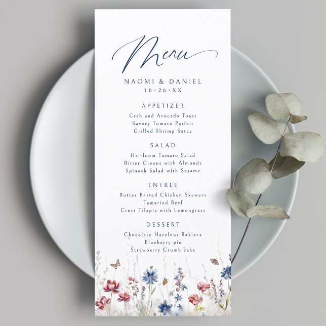 Menu Fall Watercolor Wildflower Mountain Rustic Wedding (Fall Watercolor Wildflower Mountain Rustic Wedding Menu)
