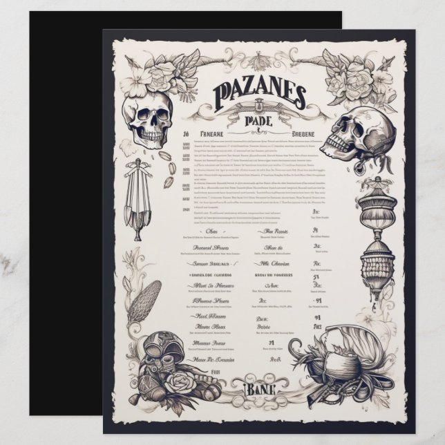 Menu Fantastique Pirate (Devant / Derrière)