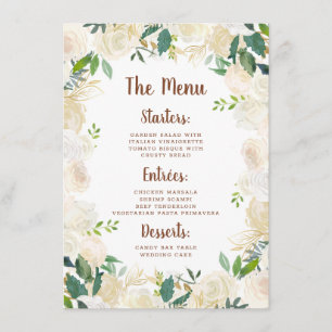 Menu Farmhouse Fraîche Rustique Pays Dîner Floral