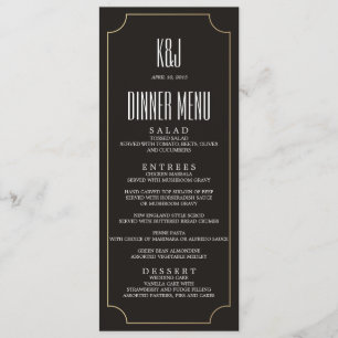 Menu FASCINANT de dîner de mariage de MONOGRAMME