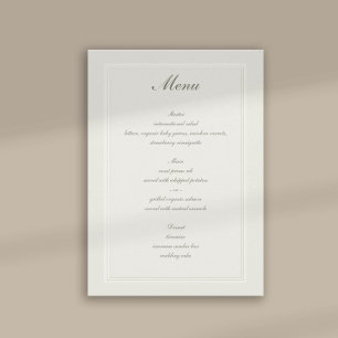 Menu Faux Embossés Triple Frame Mariage traditionnel