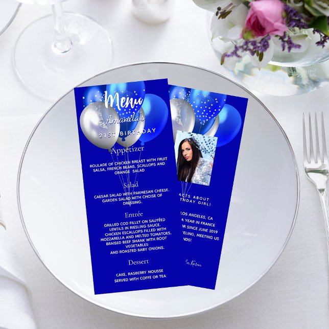 Menu fête d'anniversaire ballons bleu royal faits  (Créateur téléchargé)