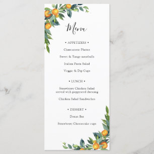 Menu Fête de l'mariée Branches vertes et orange
