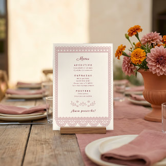 Menu Fête de mariage mexicaine Dusty Rose Viva la Novia