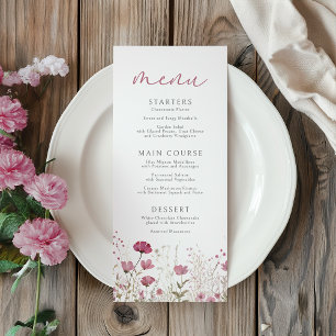 Menu Fête de naissance Fleur de bébé rose en fleurs