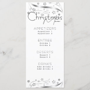 Menu Fête de Noël noir et blanc minimaliste
