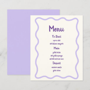 Menu Fête des mariées de bordure ondulée Lavande t