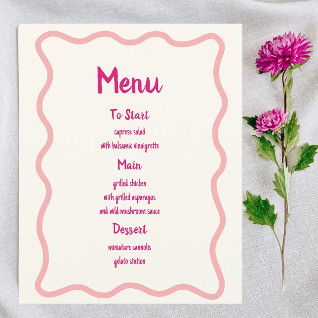 Menu Fête des mariées de bordure rose vif (Créateur téléchargé)