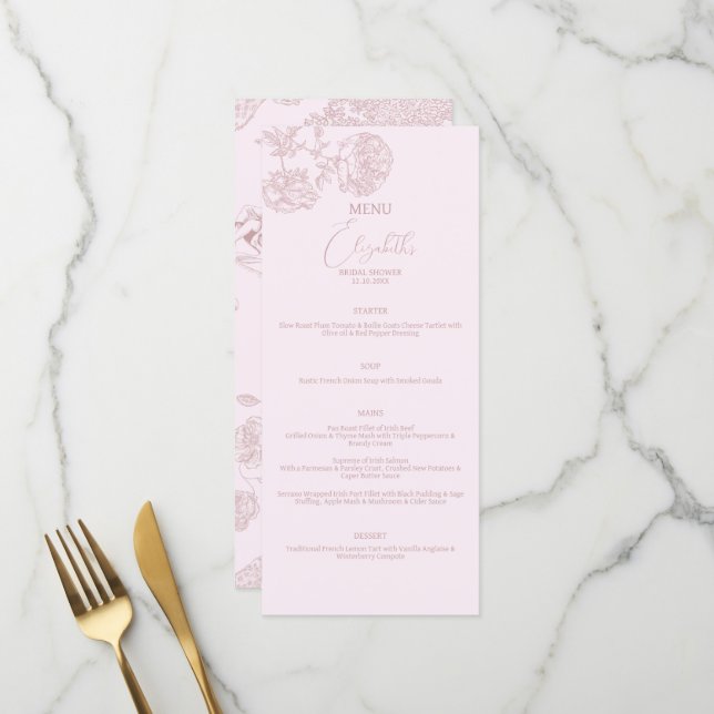 Menu Fête des mariées de pique-nique moderne chic Toile (Devant/Arrière en situation)