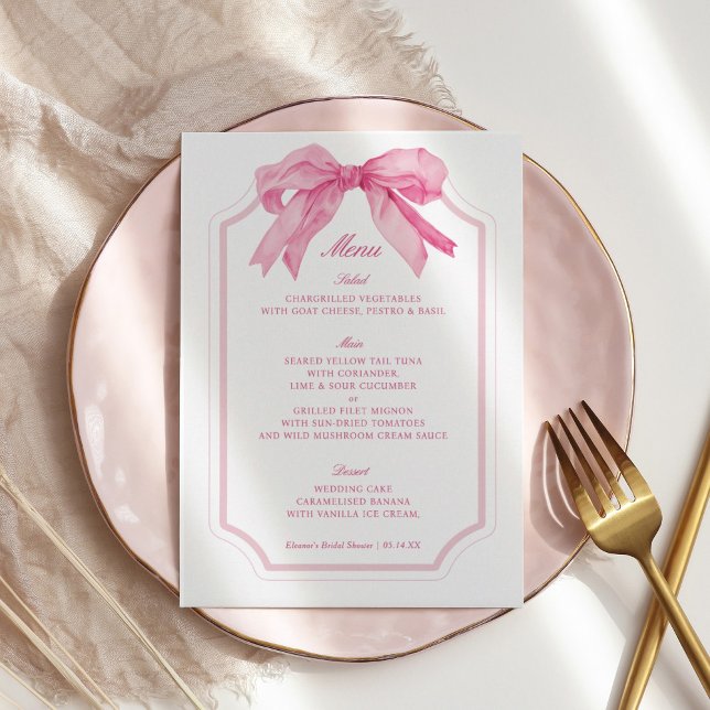 Menu Fête des mariées de ruban pour toile de boîte rose (Créateur téléchargé)