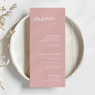 Menu Fête des mariées de script minimaliste rose poussi