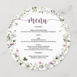 Menu Fête des mariées ronde Fleur sauvage rustique
