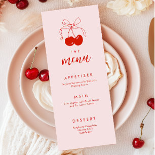 Menu Fête des mariées rouge rose cerise