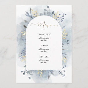 Menu feuillage bleu aquarelle