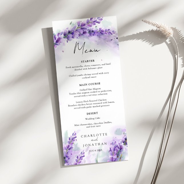 Menu Feuillage de lavande Dusty Mariage d'aquarelle mod (Créateur téléchargé)