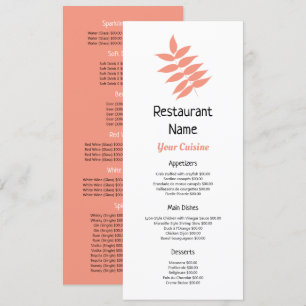 Menu Feuille d'automne saumon, Slimline du restaurant