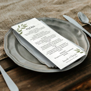 Menu Feuille désireux Rustique Sage Mariage vert