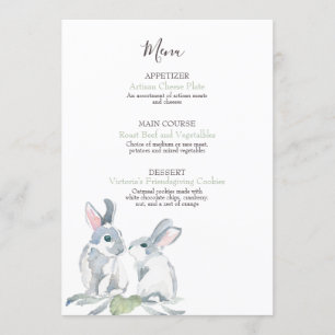 Menu Feuille peint et aquarelle Bunny de bois
