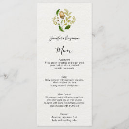 Menu Feuilles de chêne rustique en aquarelle|