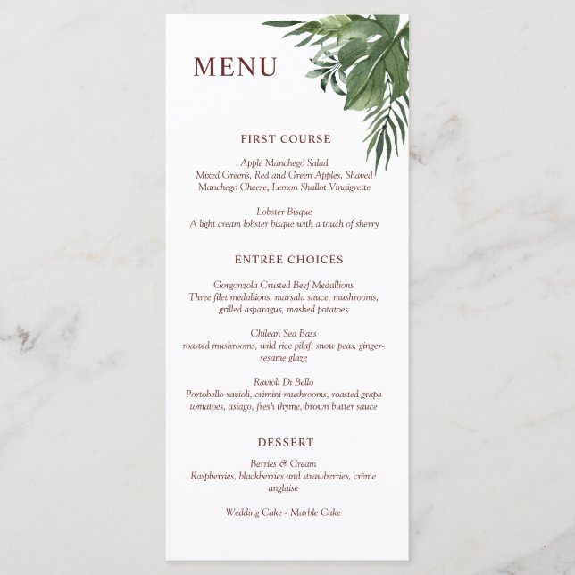 Menu Feuilles de palmiers tropicaux luxuriants et exoti (Devant)