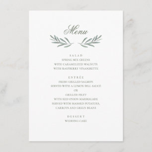 Menu Feuilles d'olive simples. Mariage italien. Botaniq