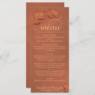 Menu Feuilles en terre cuite avec goût Mariage de scrip
